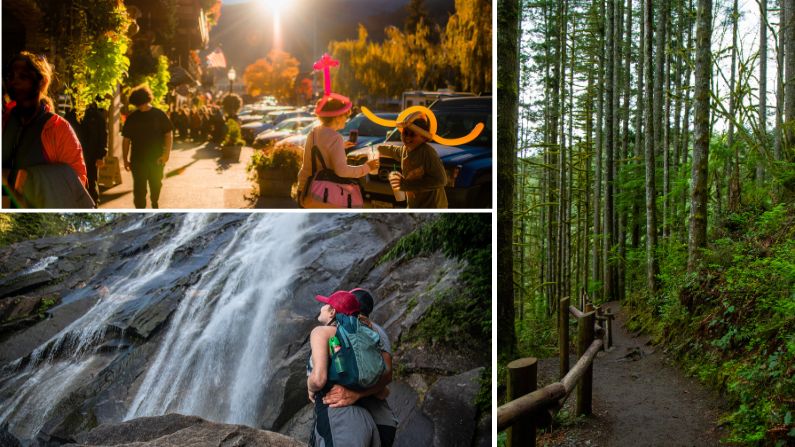 Collage of Cascade Loop Waterfalls and Festivals