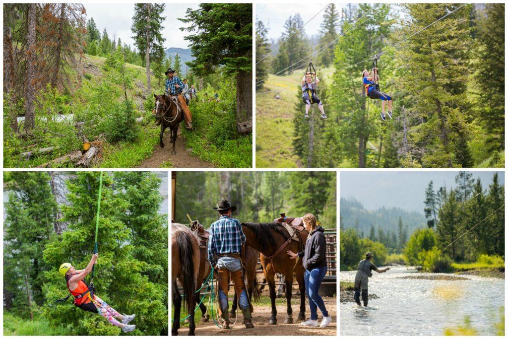 horse back riding, ziplining, fly fishing, hiking, yellowstone