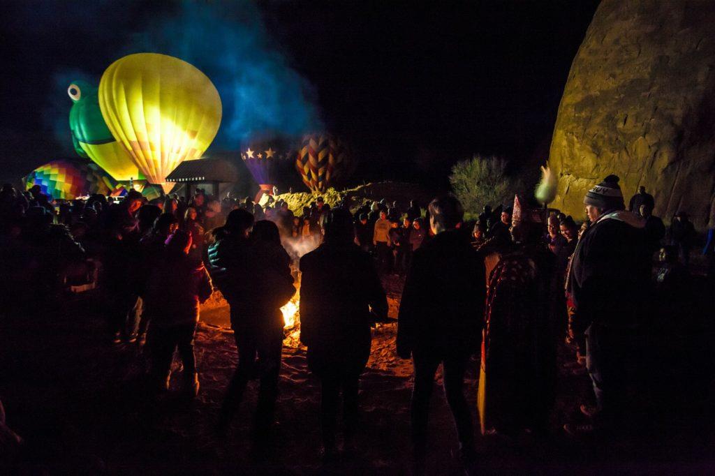 native dancing in the evening and baloon glow