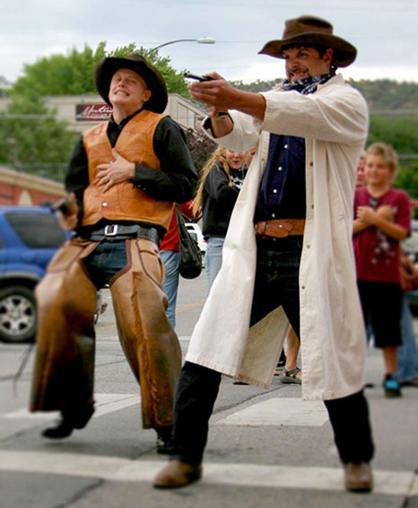 Cowboy gunfight show Strater Hotel Durango Colorado
