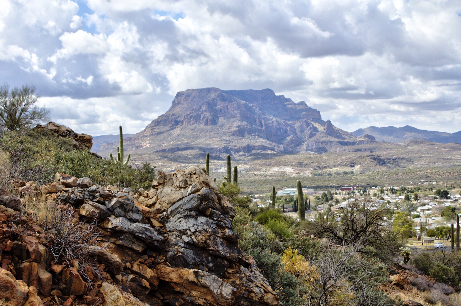 View of Superior, Arizona and Picketpost Mountain