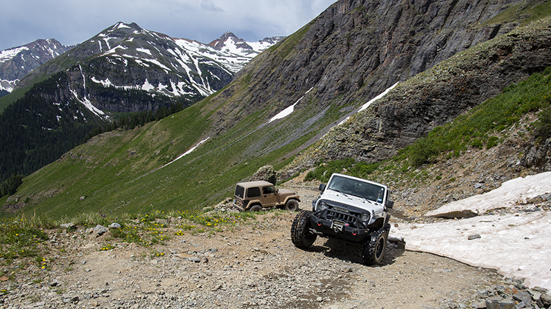 Jeeps on dirt road in Southwest Colorado