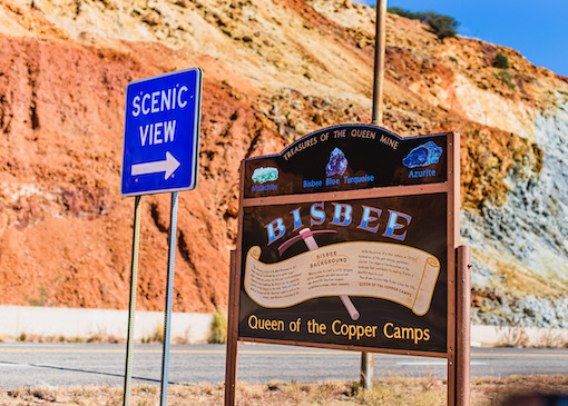 Bisbee Queen Mine scenic view and sign