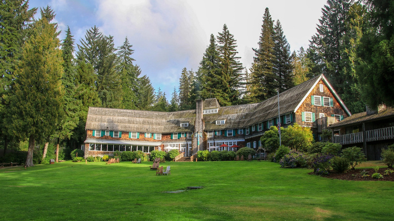 Lake Quinault Lodge during the spring in Olympic Peninsula