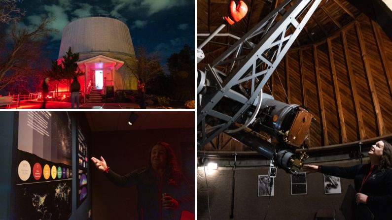 Collage of images from Lowell Observatory tour in Flagstaff