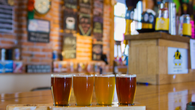 Beer flight at a brewery in Missoula, Montana