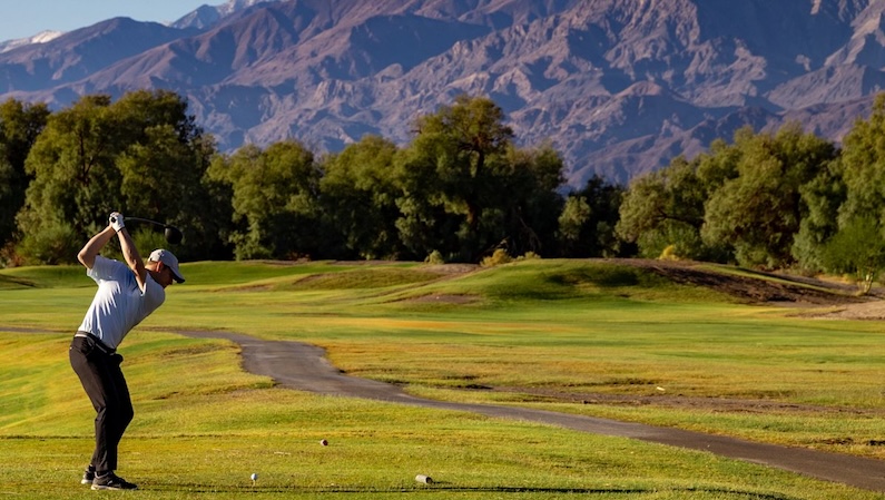 Golfer at the Furnace Creek Golf Course