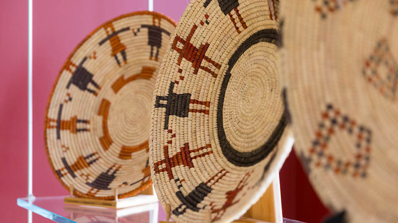 Hualapai woven bowls on display in Grand Canyon West