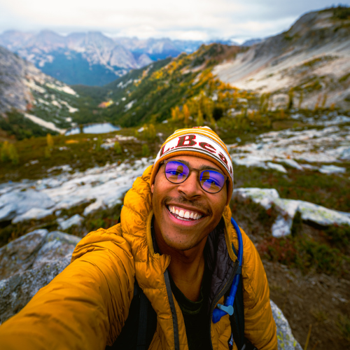 solo travel selfie in North Cascades National Park