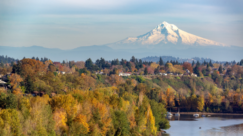 Mount Hood overlooks Portland, Oregon
