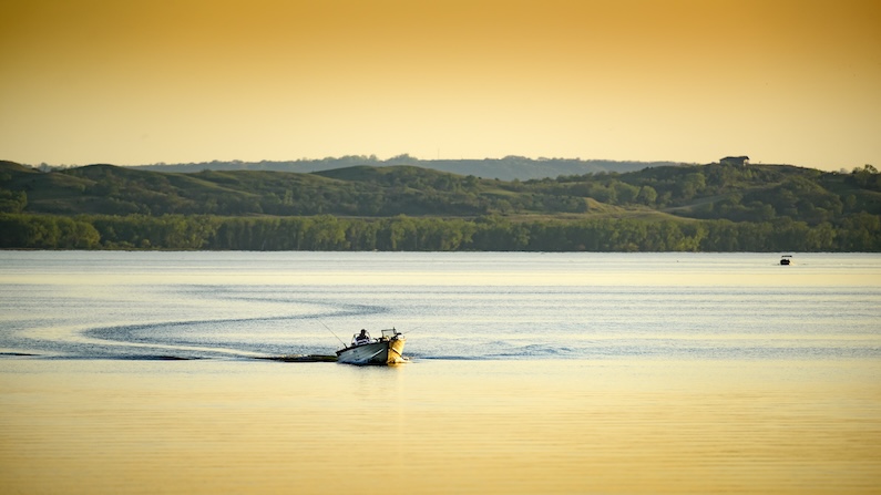 Fishing boat on Lewis & Clark Lake in South Dakota