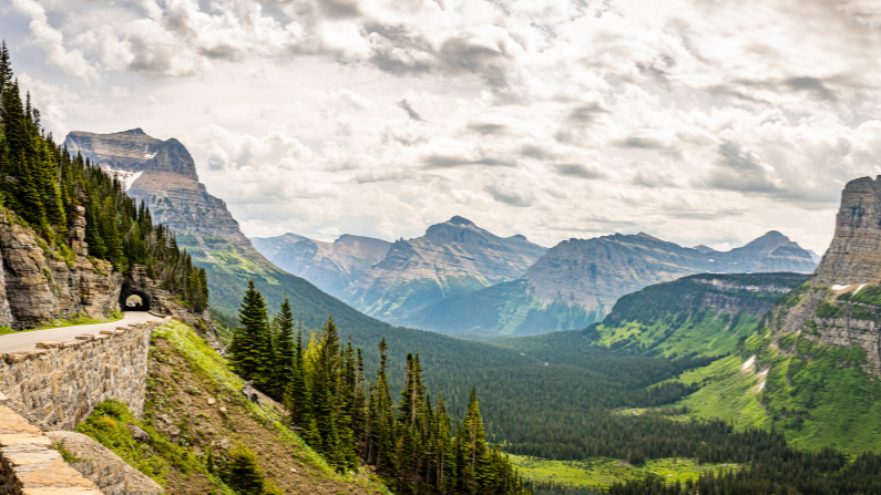 Glacier National Park is accessible via train on your cross country train trip